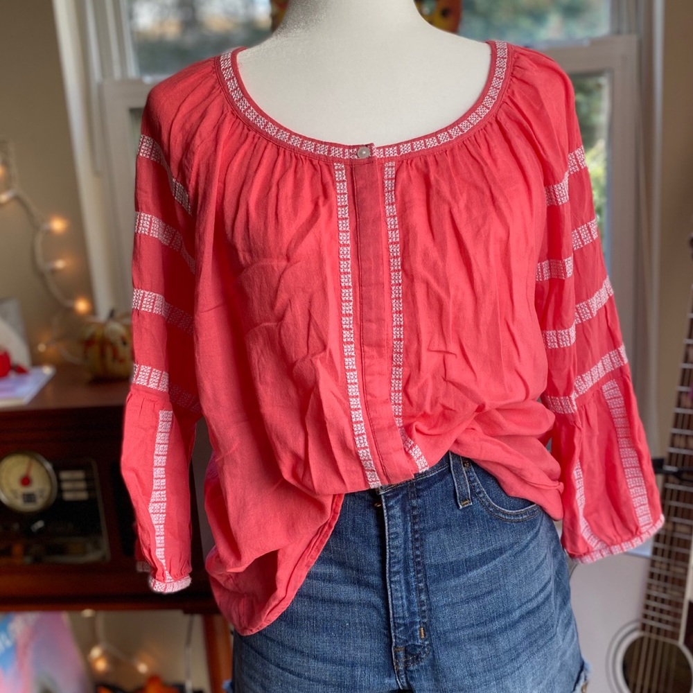Pink woven blouse - M - Crown & Ivy